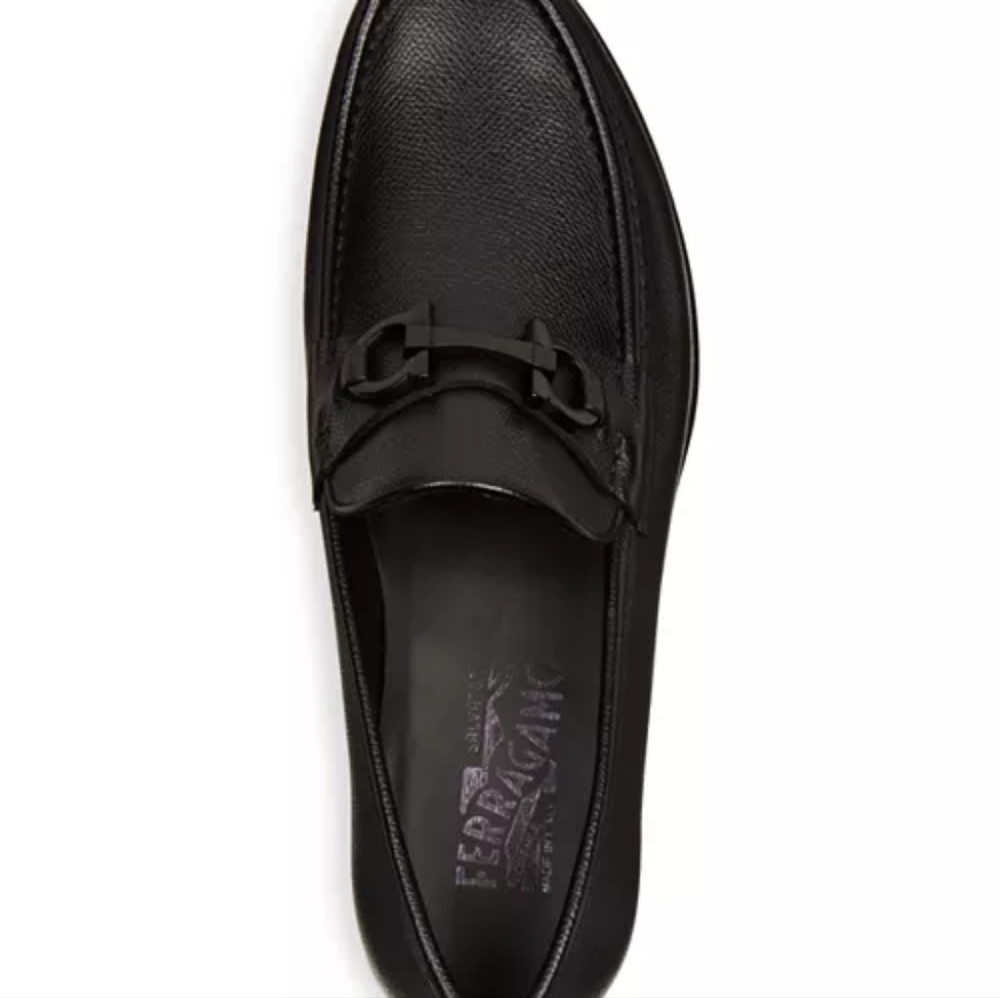 Ferragamo Men's Gancini Crown Bit Leather Loafers - Picture 2 of 16